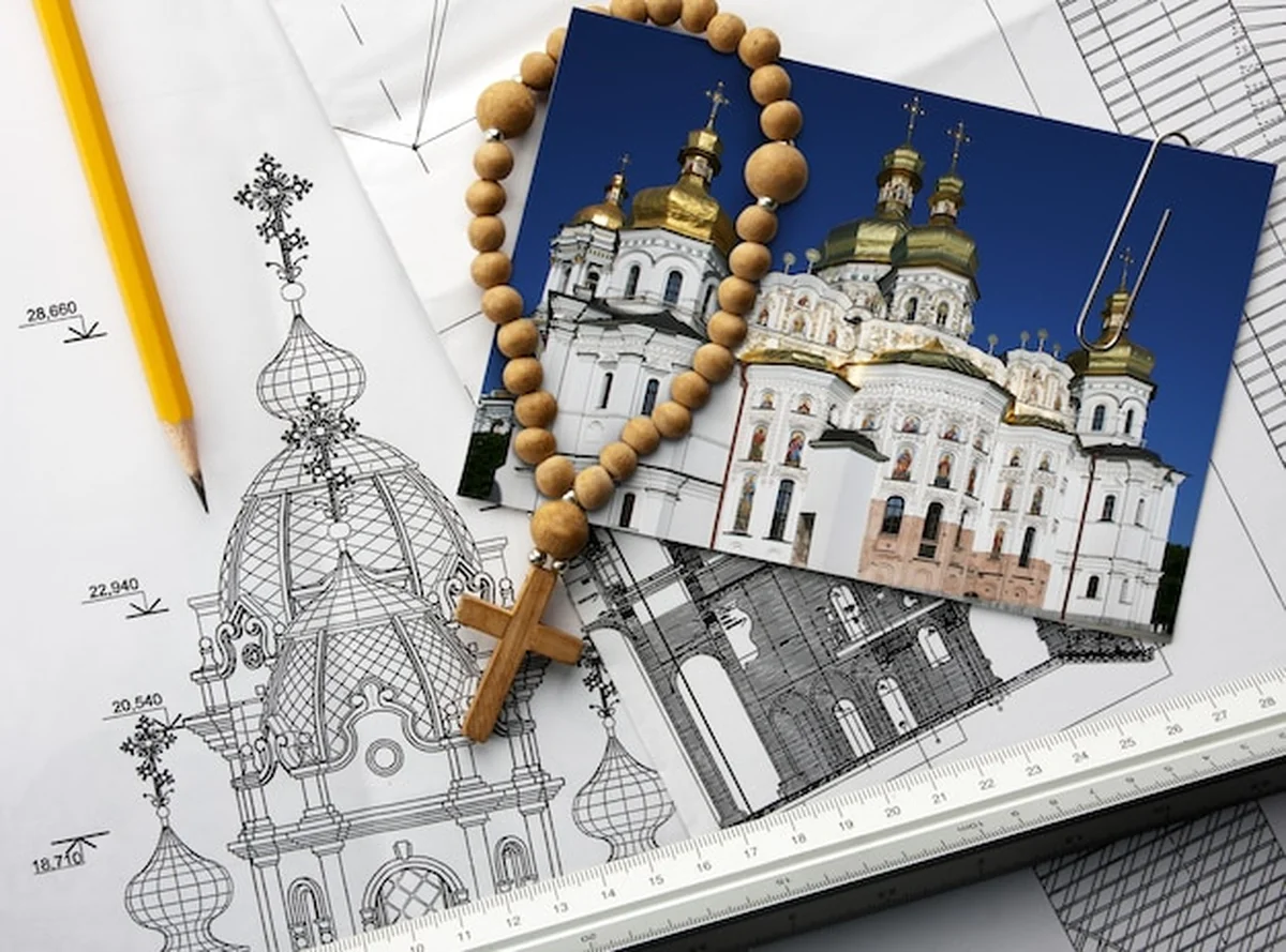 Projekt architektoniczny kościoła chrześcijańskiego